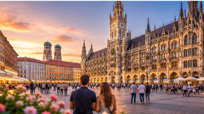 Dating in München am Marienplatz mit Neuem Rathaus und Frauenkirche
